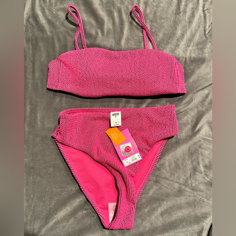 Hot pink Tabitha brown collar bathing suit both medium